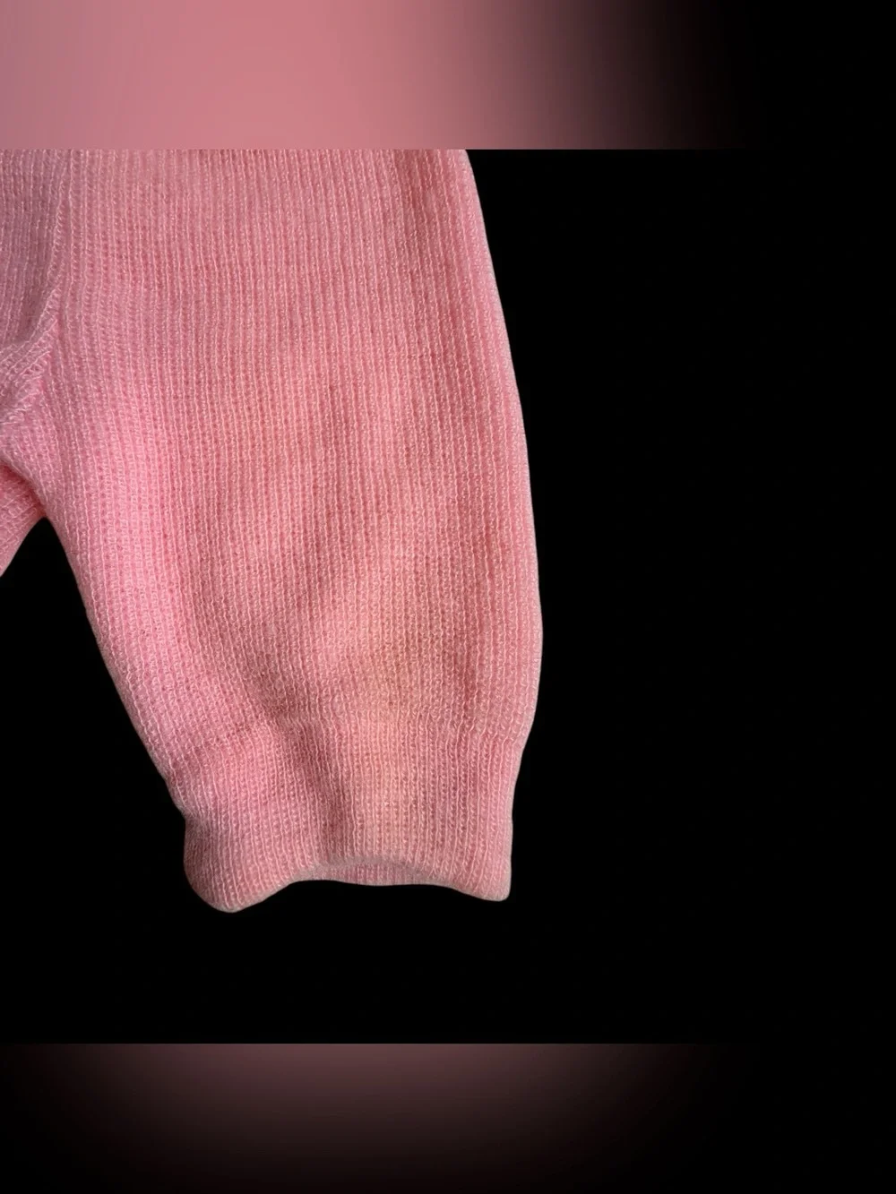 VTG 1980s Doe Spun Baby Girl Pink Knit Sweater Set 3-6 Months Ballet Slippers